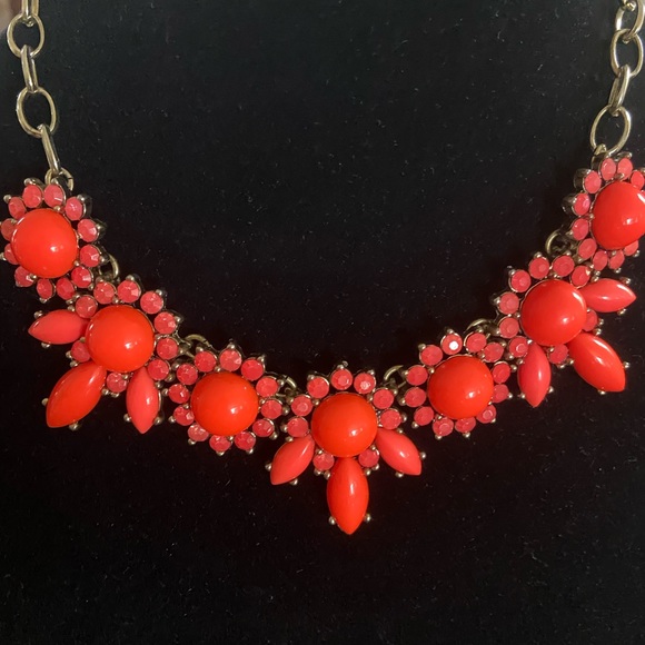 J. Crew Vibrant Orange & Gold Necklace. Statement - Picture 5 of 5